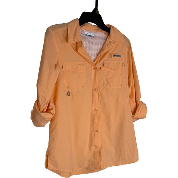 Columbia PFG Womens S Peach Vented Fishing Shirt Roll Tab Sleeves - Picture 12 of 12